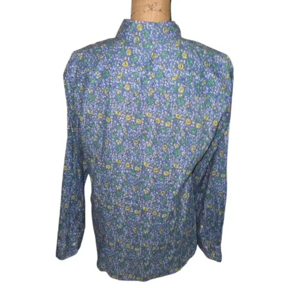 J. Crew‎ Blue Yellow Ditsy Floral Button-Up Shirt Women's Size Medium